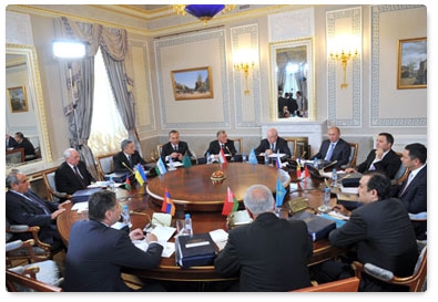 Prime Minister Vladimir Putin attends a meeting of the heads of CIS member states’ delegations