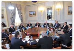 Prime Minister Vladimir Putin attends a meeting of the heads of CIS member states’ delegations