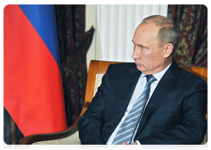 Prime Minister Vladimir Putin at a meeting with Belarusian Prime Minister Mikhail Myasnikovich|19 october, 2011|20:57