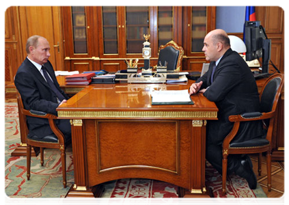 Prime Minister Vladimir Putin meeting with Federal Tax Service head Mikhail Mishustin|24 october, 2011|12:04