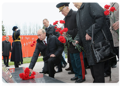 Prime Minister Vladimir Putin attending unveiling ceremony of Khatsun war memorial|25 october, 2011|15:15