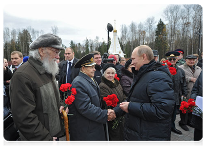 Prime Minister Vladimir Putin attending unveiling ceremony of Khatsun war memorial|25 october, 2011|15:17