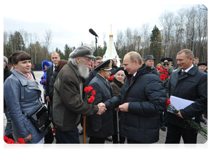 Prime Minister Vladimir Putin attending unveiling ceremony of Khatsun war memorial|25 october, 2011|15:17