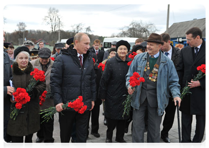 Prime Minister Vladimir Putin attending unveiling ceremony of Khatsun war memorial|25 october, 2011|15:17