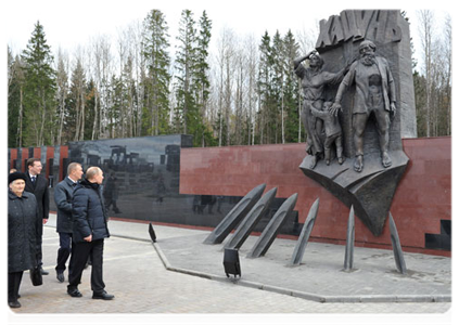 Prime Minister Vladimir Putin attending unveiling ceremony of Khatsun war memorial|25 october, 2011|17:53