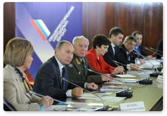 Prime Minister Vladimir Putin chairs a meeting of the Coordinating Council of the Russian Popular Front