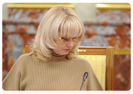 Minister of Healthcare and Social Development Tatyana Golikova at a Government meeting|27 october, 2011|16:08