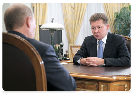 Gazprom CEO Alexei Miller at a meeting with Prime Minister Vladimir Putin|3 october, 2011|11:16