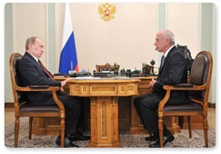 Prime Minister Vladimir Putin meets with Aslan Tkhakushinov, the head of the Republic of Adygea