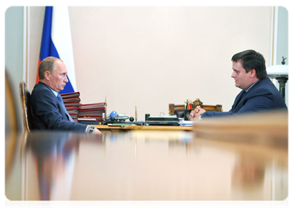 Prime Minister Vladimir Putin meets with Andrei Nikitin, director general of the Strategic Initiatives Agency|4 october, 2011|12:15