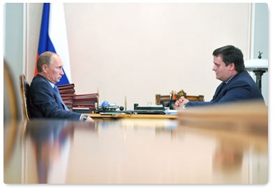 Prime Minister Vladimir Putin meets with Andrei Nikitin, director general of the Strategic Initiatives Agency