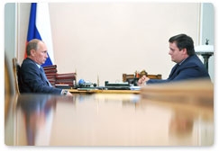 Prime Minister Vladimir Putin meets with Andrei Nikitin, director general of the Strategic Initiatives Agency