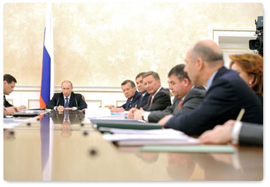 Prime Minister Vladimir Putin chairs a meeting of the Government Presidium