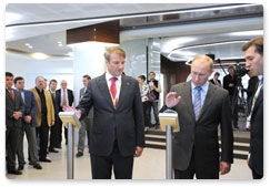 Prime Minister Vladimir Putin visits Sberbank's South Port customer support centre and attends the opening ceremony of the state-of-the-art Data Processing Centre there