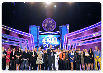 Vladimir Putin attends the taping of the 50th anniversary episode of the KVN comedy show and congratulates KVN members|13 november, 2011|21:00