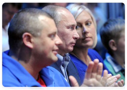 Prime Minister Vladimir Putin attends mixed martial arts matches at the M-1 Global tournament at Olimpiysky Sports Complex|20 november, 2011|18:43