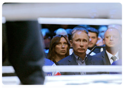 Prime Minister Vladimir Putin attends mixed martial arts matches at the M-1 Global tournament at Olimpiysky Sports Complex|20 november, 2011|18:43