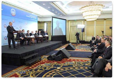 Prime Minister Vladimir Putin attends the international conference, Thinking of Taxes in a New Way