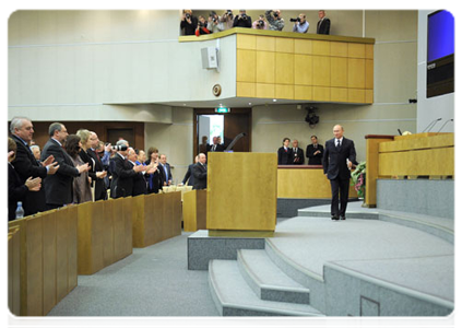 Prime Minister Vladimir Putin speaks at the State Duma closing plenary meeting|23 november, 2011|15:08