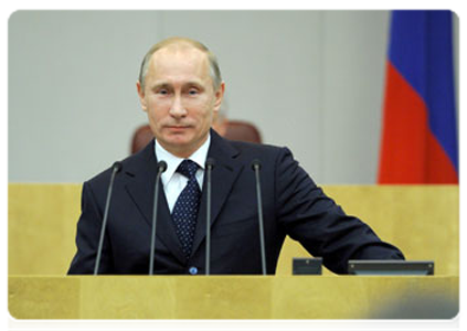 Prime Minister Vladimir Putin speaks at the State Duma closing plenary meeting|23 november, 2011|15:09