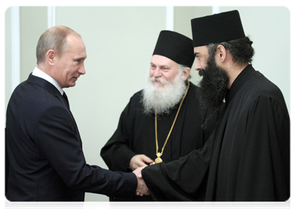 Prime Minister Vladimir Putin meets with Vatopedi Monastery Archimandrite Ephraim and Monk Nektarios|26 november, 2011|16:15