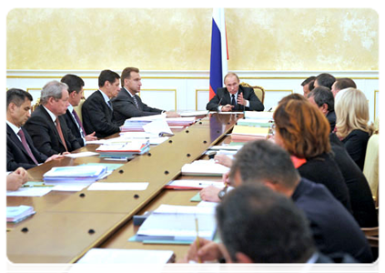 Prime Minister Vladimir Putin at a Government Presidium meeting|3 november, 2011|18:54