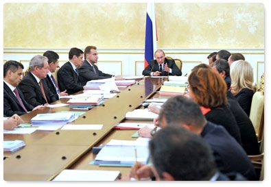 Prime Minister Vladimir Putin chairs a meeting of the Government Presidium