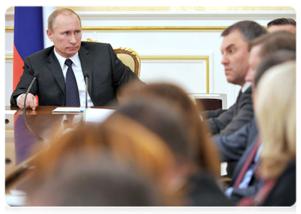 Prime Minister Vladimir Putin at a Government Presidium meeting|3 november, 2011|18:59