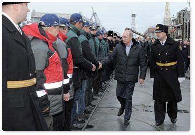 Prime Minister Vladimir Putin, now on a working visit to Arkhangelsk, visits the Sevmash Production Association and inspects the nuclear-powered ballistic missile submarine Alexander Nevsky