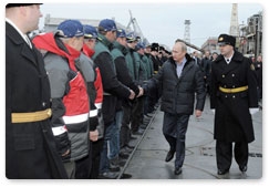 Prime Minister Vladimir Putin, now on a working visit to Arkhangelsk, visits the Sevmash Production Association and inspects the nuclear-powered ballistic missile submarine Alexander Nevsky