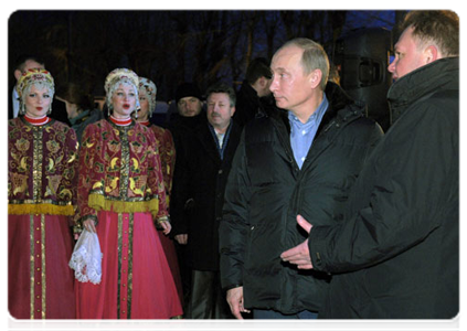 Prime Minister Vladimir Putin at the unveiling ceremony for a memorial stele to Mikhail Lomonosov in Arkhangelsk, to mark the great Russian scholar’s 300th birthday anniversary|9 november, 2011|19:35