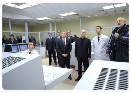 Prime Minister Vladimir Putin attends the commissioning ceremony of the fourth reactor at the Kalininskaya NPP, which is in pilot production mode|12 december, 2011|16:10