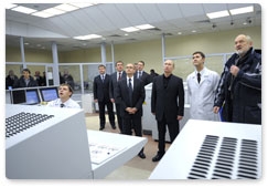 Prime Minister Vladimir Putin, on a working visit to the Tver Region, attends the commissioning ceremony of the fourth reactor at the Kalininskaya Nuclear Power Plant, which is in pilot production mode