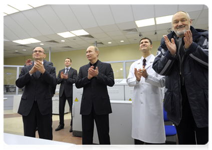 Prime Minister Vladimir Putin attends the commissioning ceremony of the fourth reactor at the Kalininskaya NPP, which is in pilot production mode|12 december, 2011|16:12