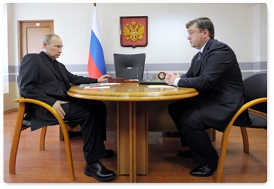 Prime Minister Vladimir Putin holds a meeting with Tver Region Governor Alexander Shevelyov