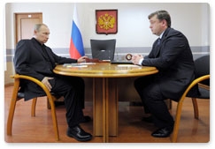 Prime Minister Vladimir Putin holds a meeting with Tver Region Governor Alexander Shevelyov