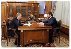 Prime Minister Vladimir Putin meets with Chechen leader Ramzan Kadyrov