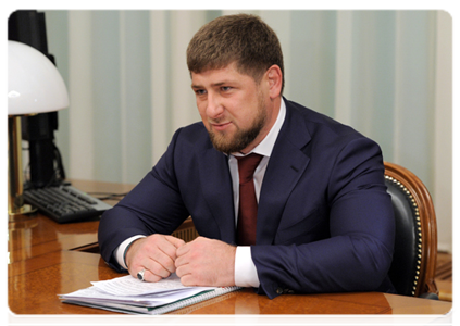 Chechen leader Ramzan Kadyrov at a meeting with Prime Minister Vladimir Putin|13 december, 2011|16:04