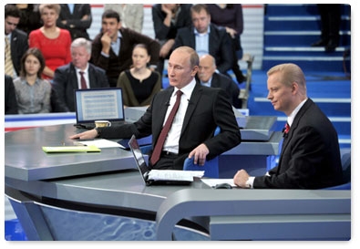 Television networks Rossiya 1, Rossiya 24, RTR-Planet and radio stations Mayak, Vesti FM, and Radio Rossii completed broadcasting the live Q&A session, A Conversation with Vladimir Putin: Continued