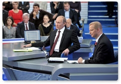 В прямом эфире телеканалов «Россия 1», «Россия 24» и «РТР-Планета», радиостанций «Маяк», «Вести FM» и «Радио России» вышла специальная программа «Разговор с Владимиром Путиным. Продолжение»