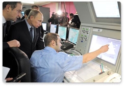 On a working visit to the Magadan Region, Prime Minister Vladimir Putin inspects North-East Air Navigation, a branch of the Federal State Unitary Enterprise State ATM Corporation