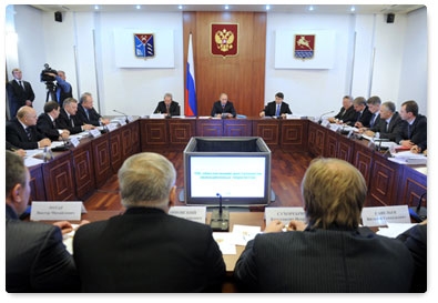 Prime Minister Vladimir Putin holds a meeting in Magadan on  achieving air travel accessibility