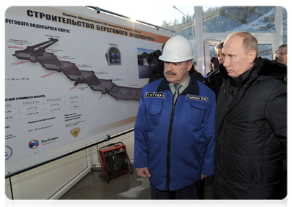 Prime Minister Vladimir Putin visits the Sayano-Shushenshaya hydroelectric power station and takes part in the commissioning ceremony for a new power unit|19 december, 2011|12:11