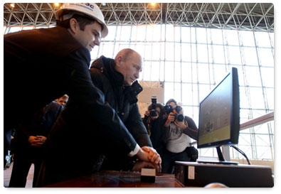 Prime Minister Vladimir Putin visits the Sayano-Shushenshaya hydroelectric power station and takes part in the commissioning ceremony for a new power unit