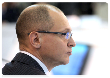 Rosatom head Sergei Kiriyenko at a meeting of the government commission on electricity generation at the Sayano-Shushenskaya hydroelectric power station|19 december, 2011|13:42