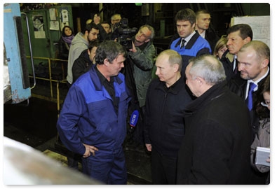 Prime Minister Vladimir Putin visits Baltiysky Zavod during his trip to St Petersburg