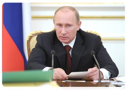 Prime Minister Vladimir Putin at a Government Presidium meeting|22 december, 2011|16:38