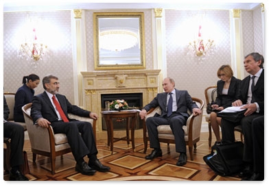 Prime Minister Vladimir Putin meets with Turkish Minister of Energy and Natural Resources Taner Yildiz