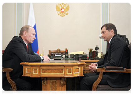 Prime Minister Vladimir Putin has a meeting with Deputy Prime Minister Vladislav Surkov|30 december, 2011|14:18