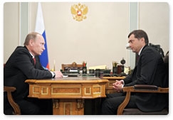 Prime Minister Vladimir Putin has a meeting with Deputy Prime Minister Vladislav Surkov